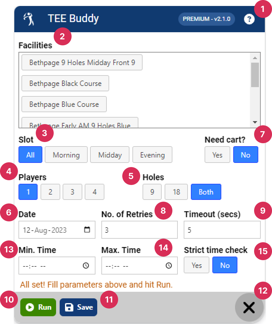 Screen layout of paid version